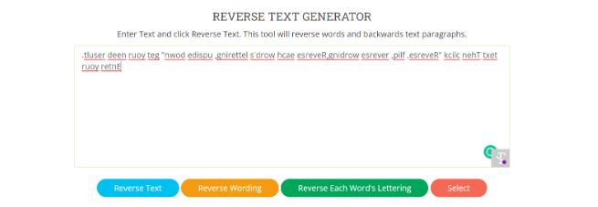 Reverse Text Generator by SEOToolsCenters